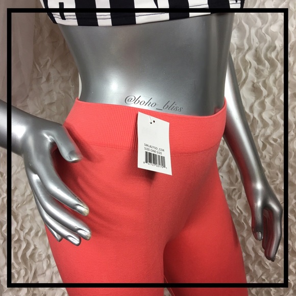 Coral Stretch Leggings NEW Footless Tights - Picture 3 of 5